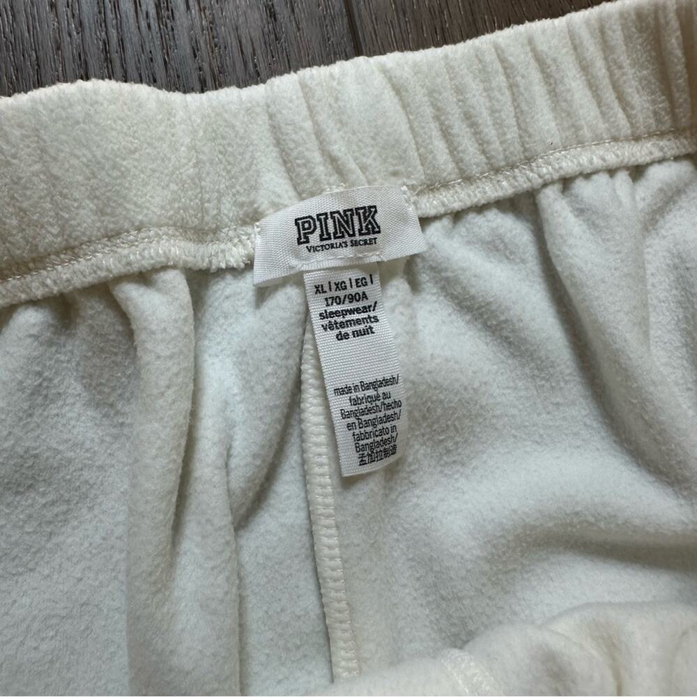 Victoria’s Secret PINK Cream Fleece 2pc. Pajama Set‎ with Embroidered Pocket, XL - Picture 10 of 12